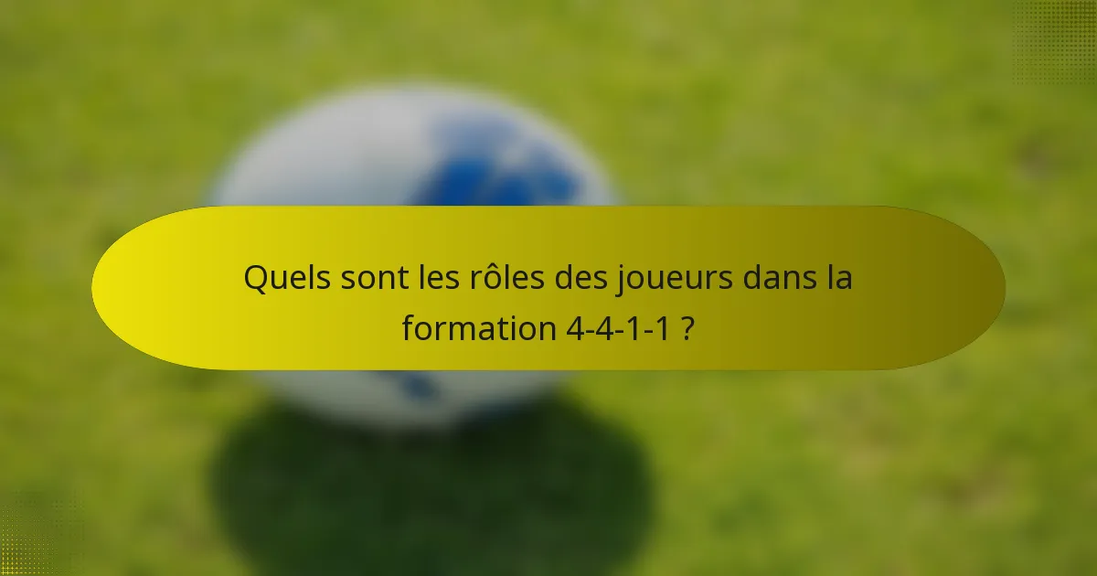 Quels sont les rôles des joueurs dans la formation 4-4-1-1 ?